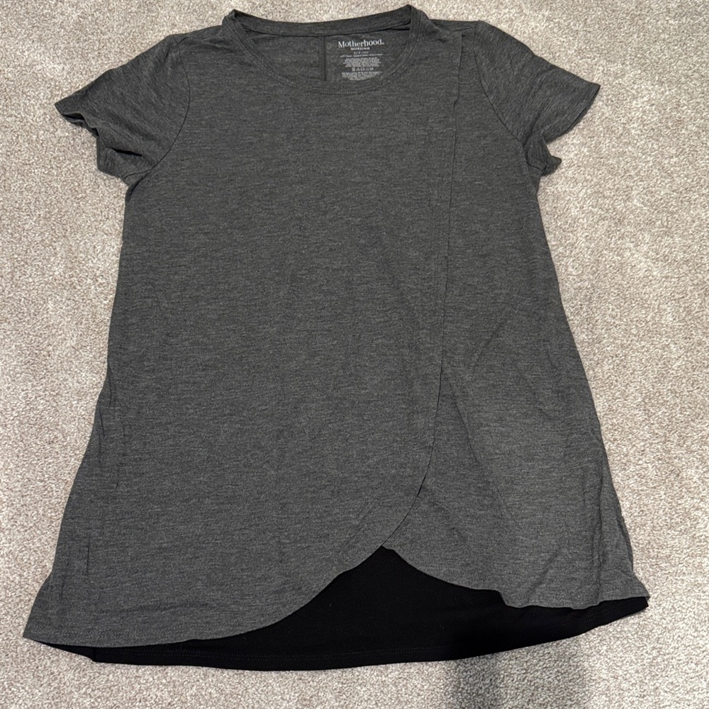 Motherhood Maternity Charcoal Short Sleeve Nursing Tee